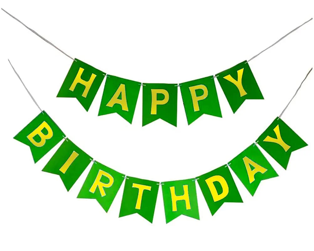 Dark Green Happy Birthday Banner And Yellow Metallic Balloons (Pack of 30) - Image 2