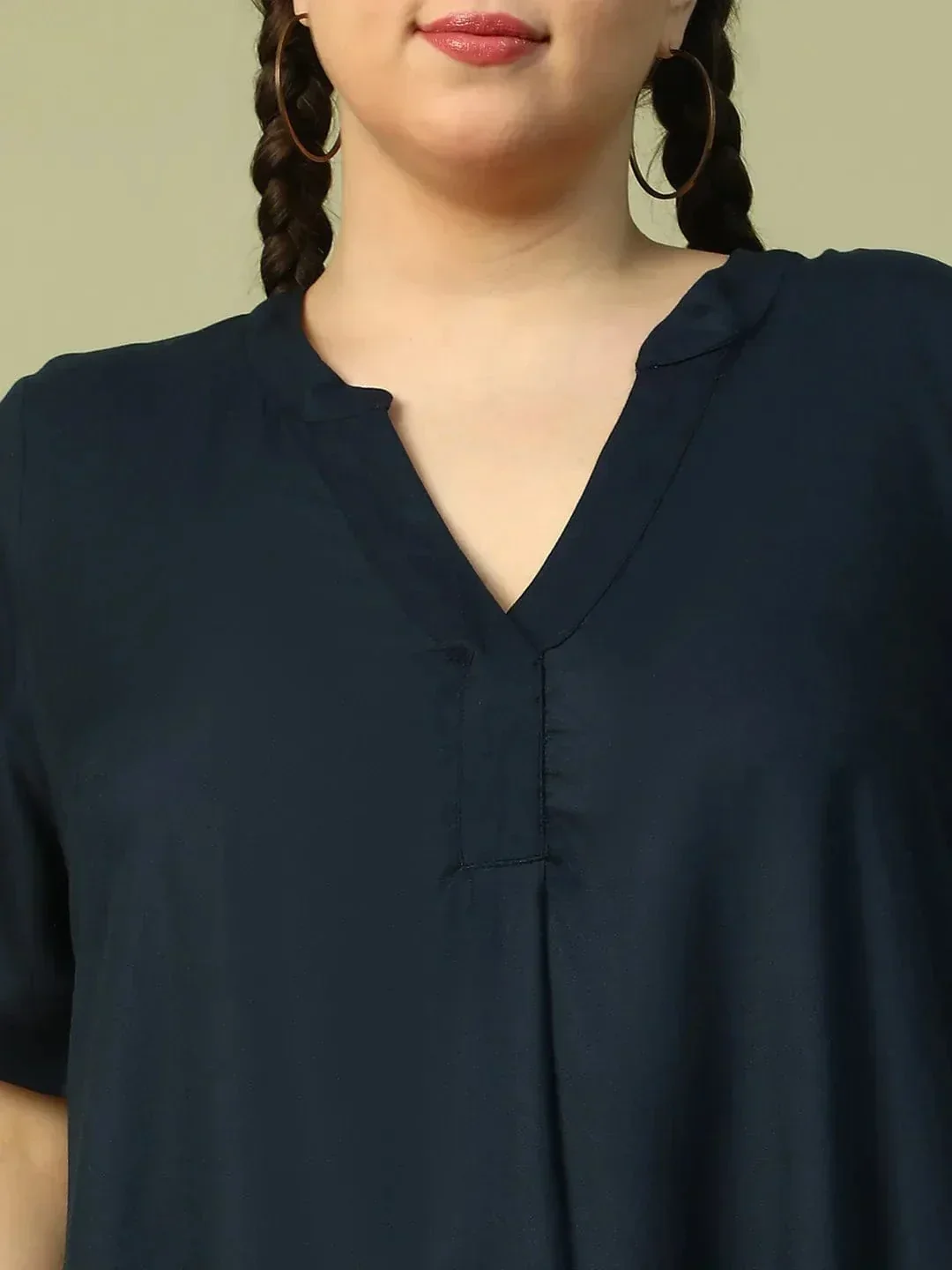 Dark Navy Blue Short Sleeve plus Size Women Dress - Image 7