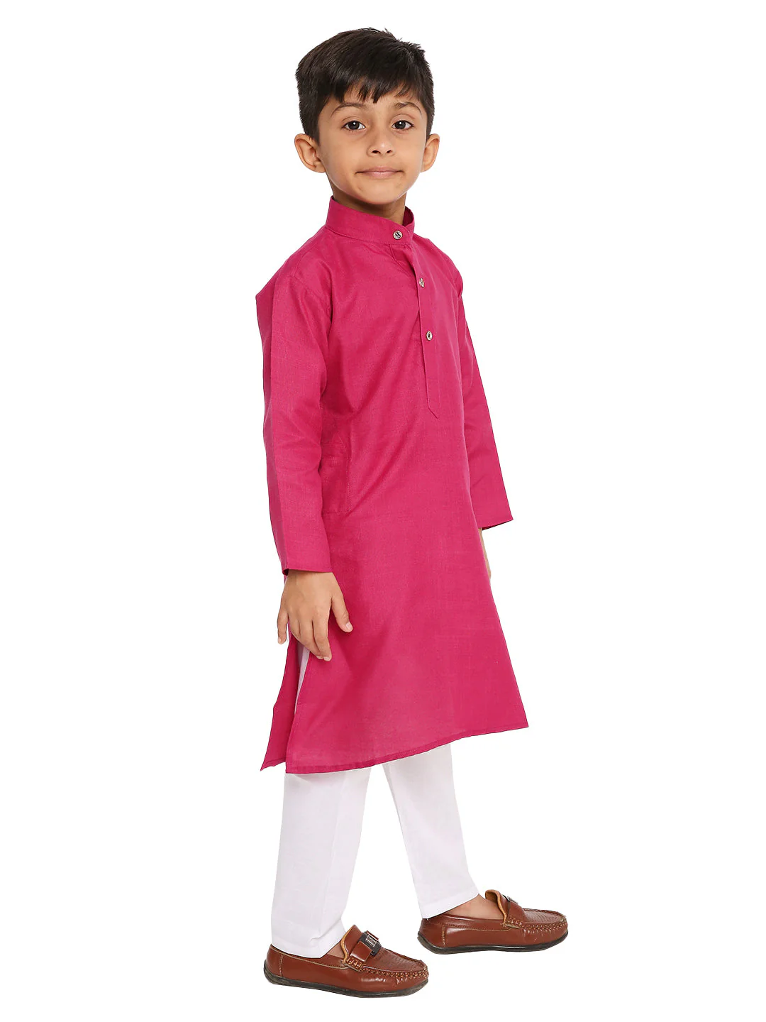 Dark Pink Cotton Blend Kurta - Image 2