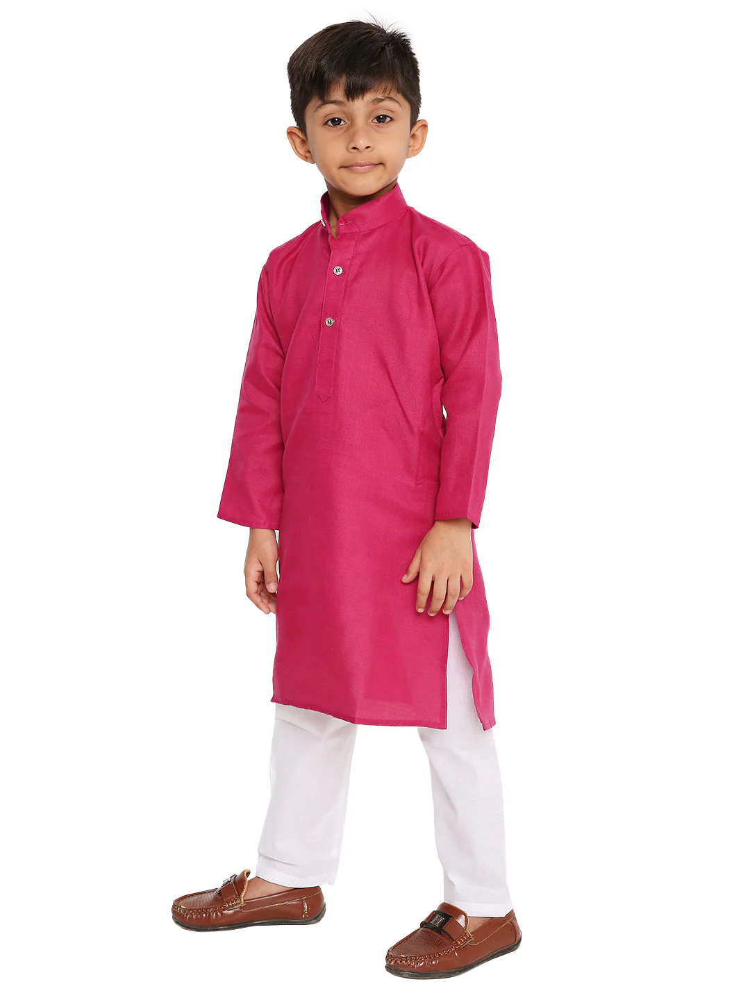 Dark Pink Cotton Blend Kurta - Image 3