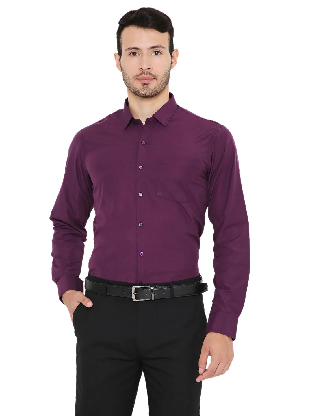 Dark Purple Solid | Slim Fit | Formal Shirt - Image 11