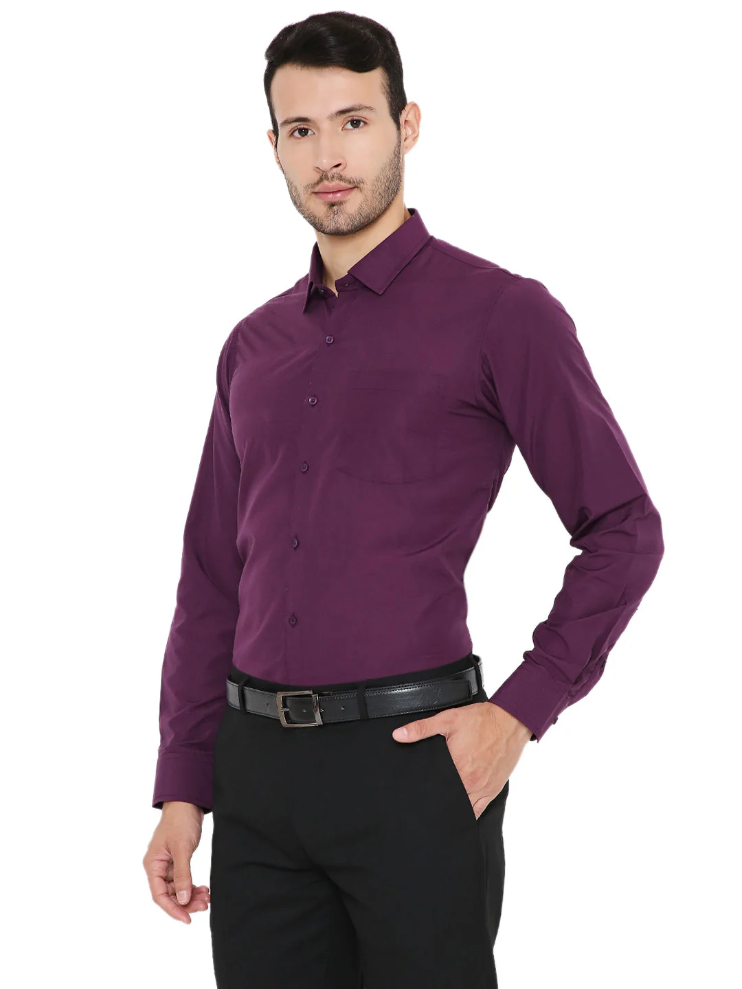 Dark Purple Solid | Slim Fit | Formal Shirt - Image 3
