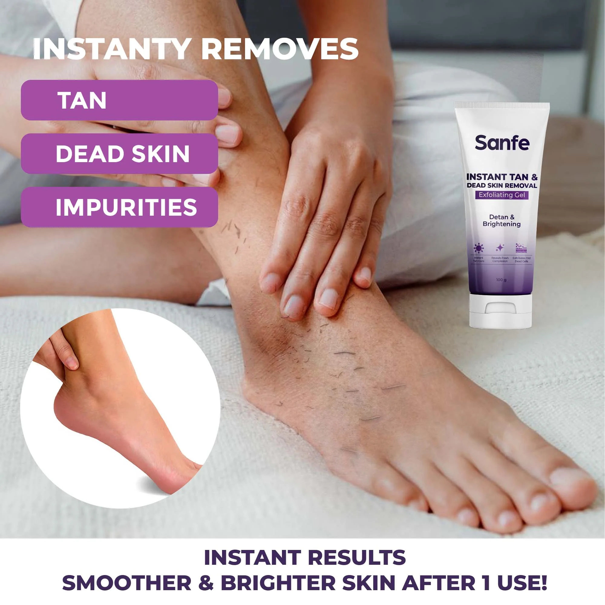 Dark Spots Eraser Combo - Instant Spotlite Mask & Instant Tan & Dead Skin Removal Gel - Image 3