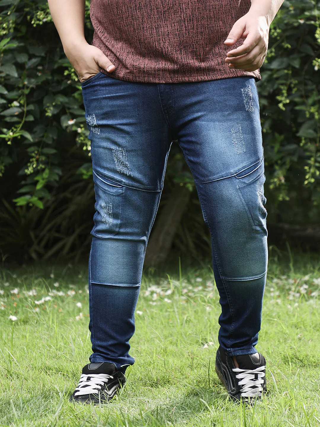 Dark-Wash Panelled Denim Jeans - Image 2