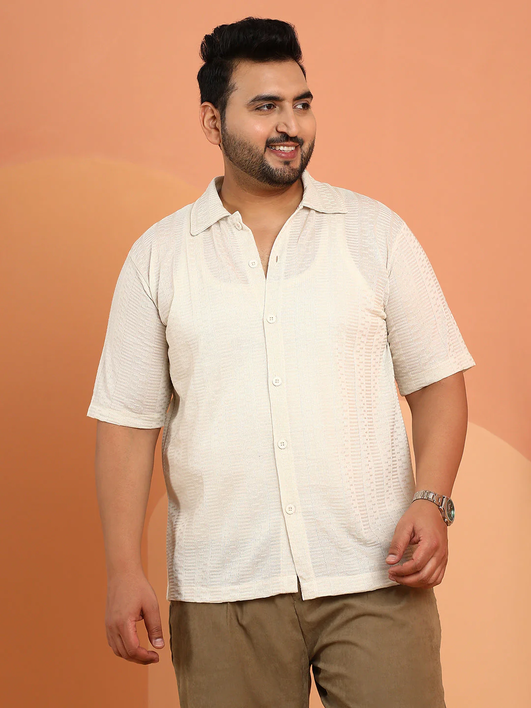 Dash-Ribbed Knit Polo Shirt - Image 2