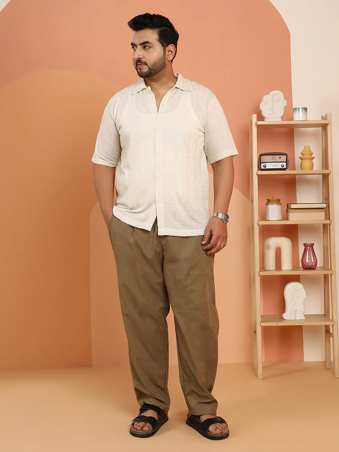 Dash-Ribbed Knit Polo Shirt - Image 5
