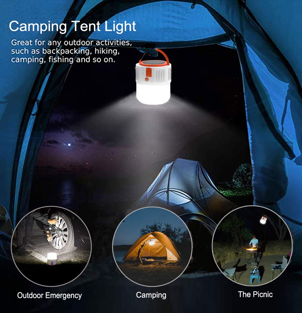 Daylite: Solar Rechargeable Compact LED Camping Tent Light with USB-C Port & Hanging Hook - Image 5