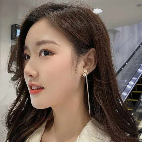 Dazzling Gold Dangler Earring - Image 2