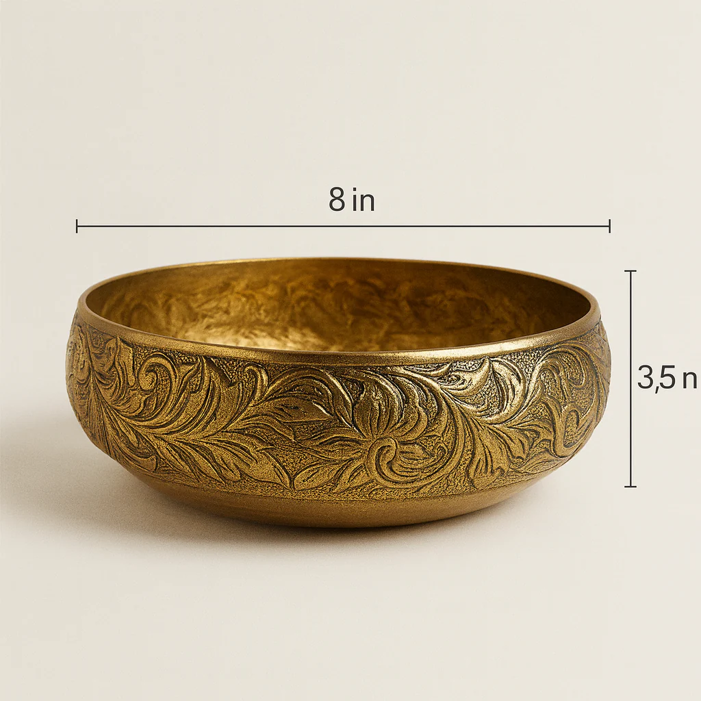 Decorative Brass Metal Urli Bowl with Floating Candles & Flowers - Image 6