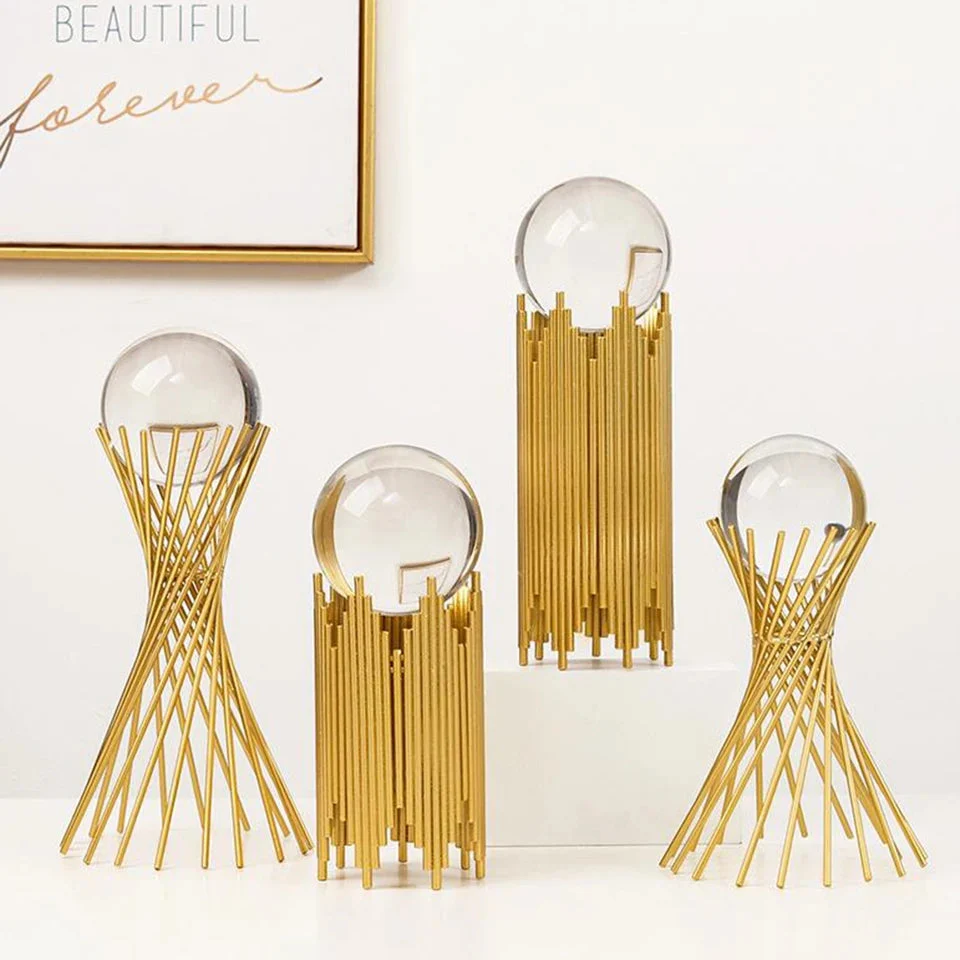 Decorative Crystal Nordic Luxury Golden Metal Stand - Image 10