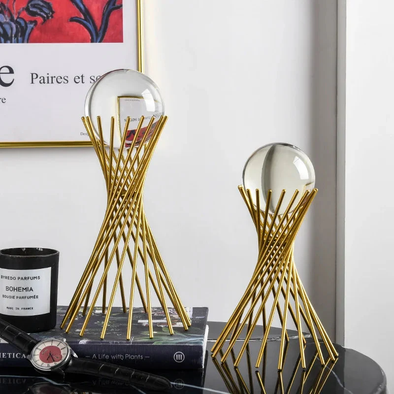 Decorative Crystal Nordic Luxury Golden Metal Stand - Image 9