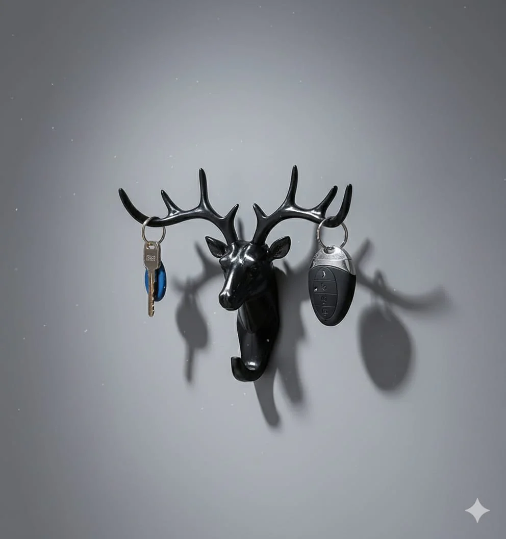 Decorative Deer Head Adhesive Wall Hook Hanger - Image 2
