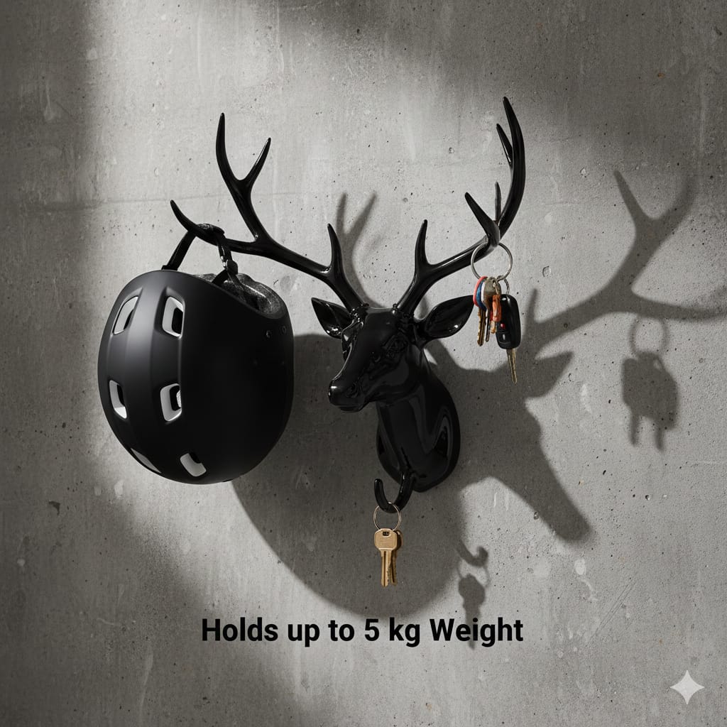 Decorative Deer Head Adhesive Wall Hook Hanger - Image 4