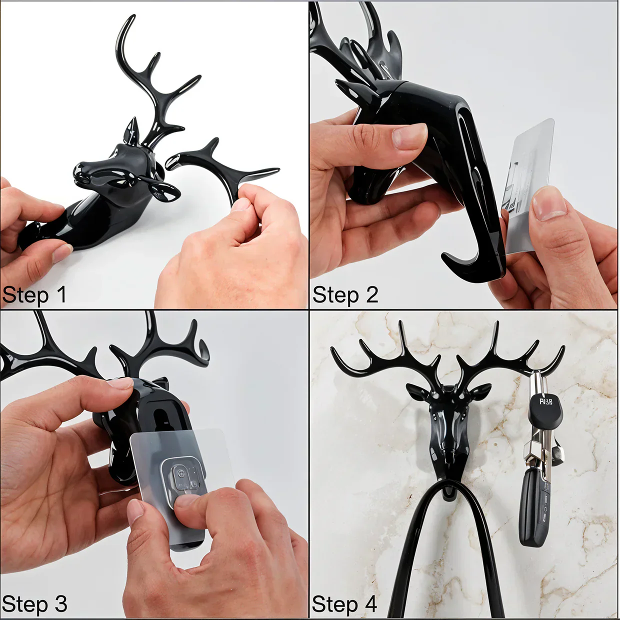 Decorative Deer Head Adhesive Wall Hook Hanger - Image 6