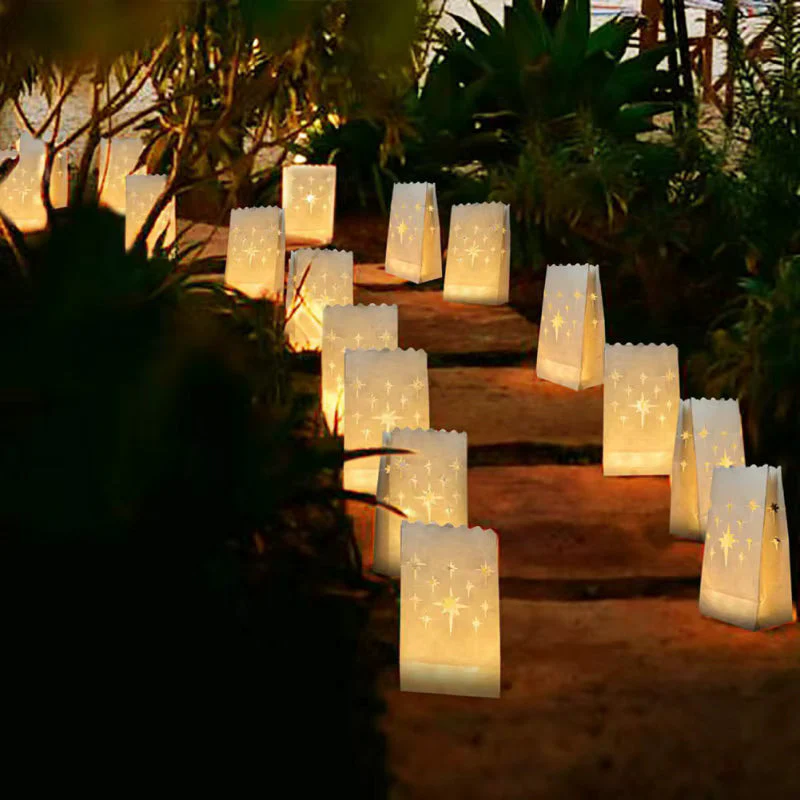 Decorative Paper Candle Bags White Luminary Bags 10pcs/set