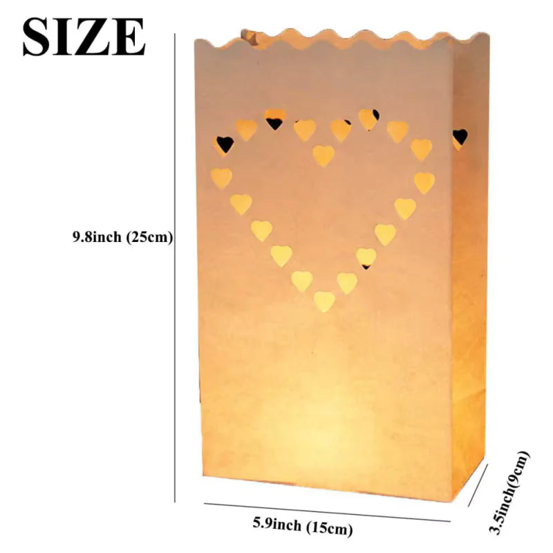 Decorative Paper Candle Bags White Luminary Bags 10pcs/set - Image 4
