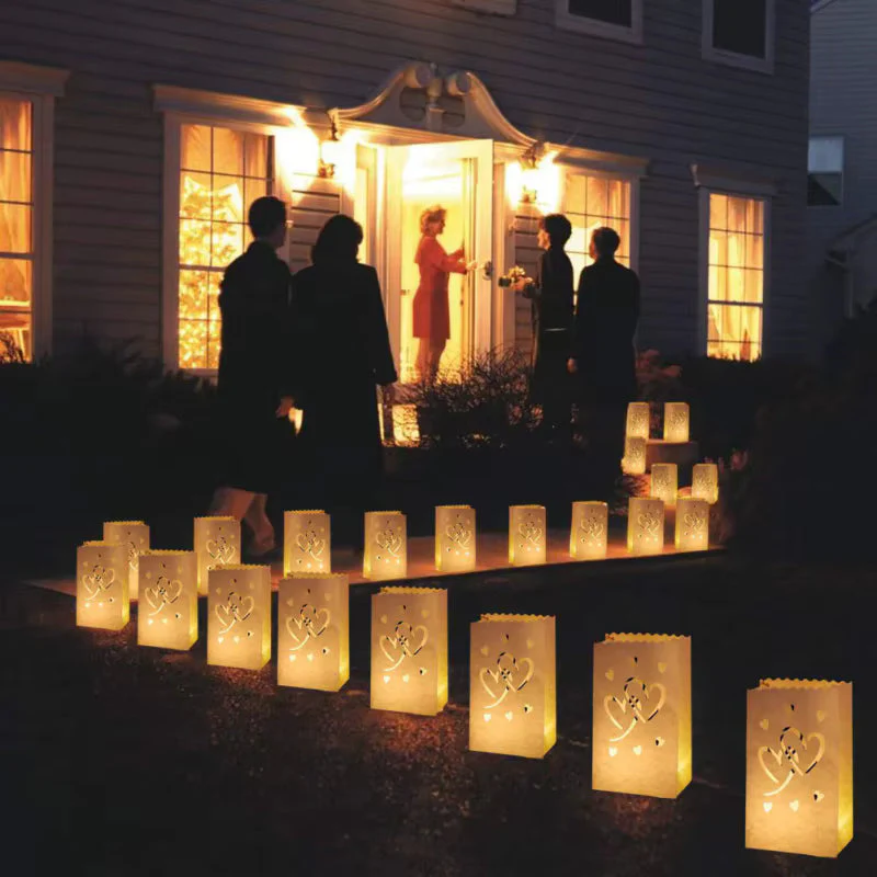 Decorative Paper Candle Bags White Luminary Bags 10pcs/set - Image 5