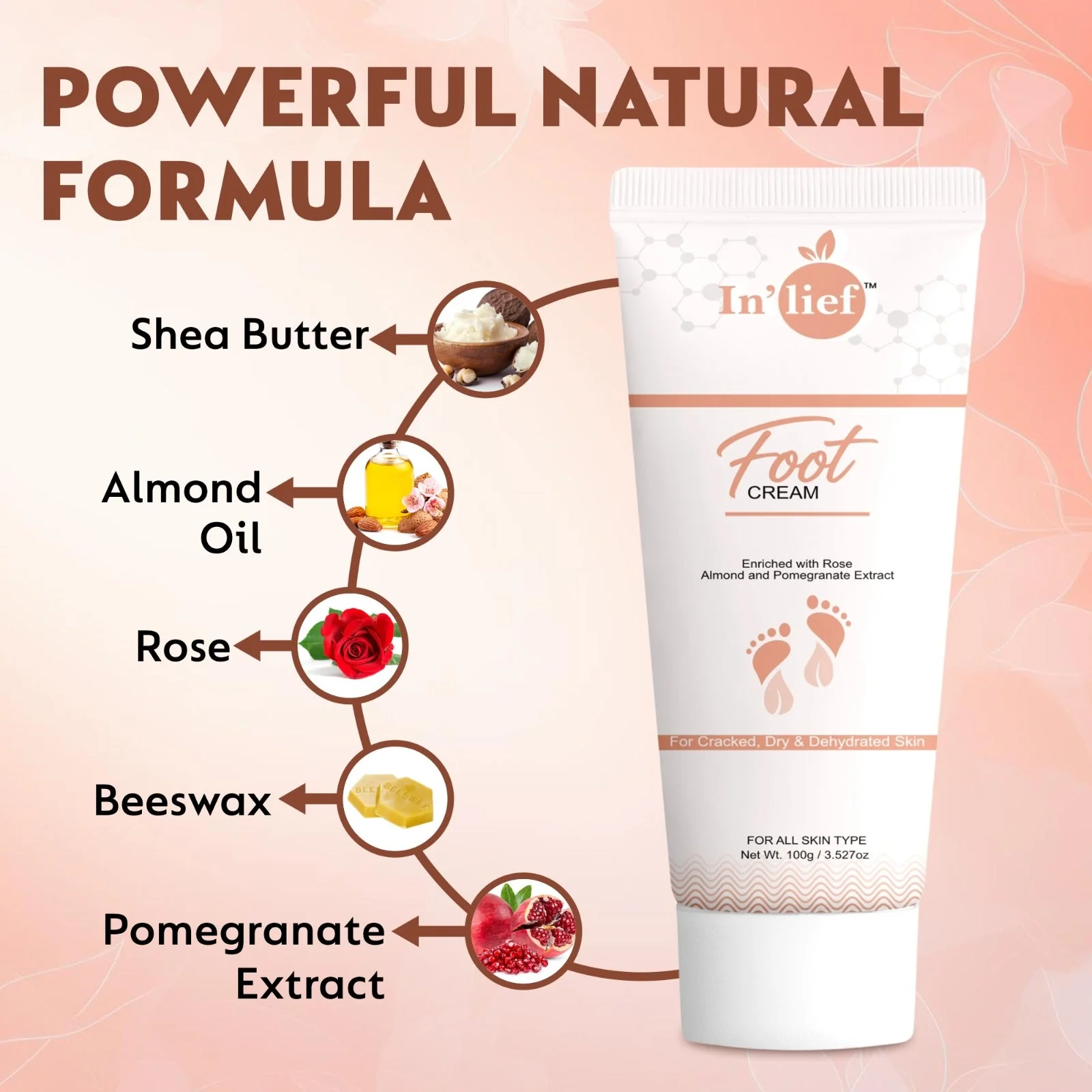Deep Moisturizing Foot Cream with Shea Butter & Pomegranate Extract – Softens Dry, Cracked Heels | Non-Greasy, Fast Absorbing | Nourishing Daily Foot Care - Image 2
