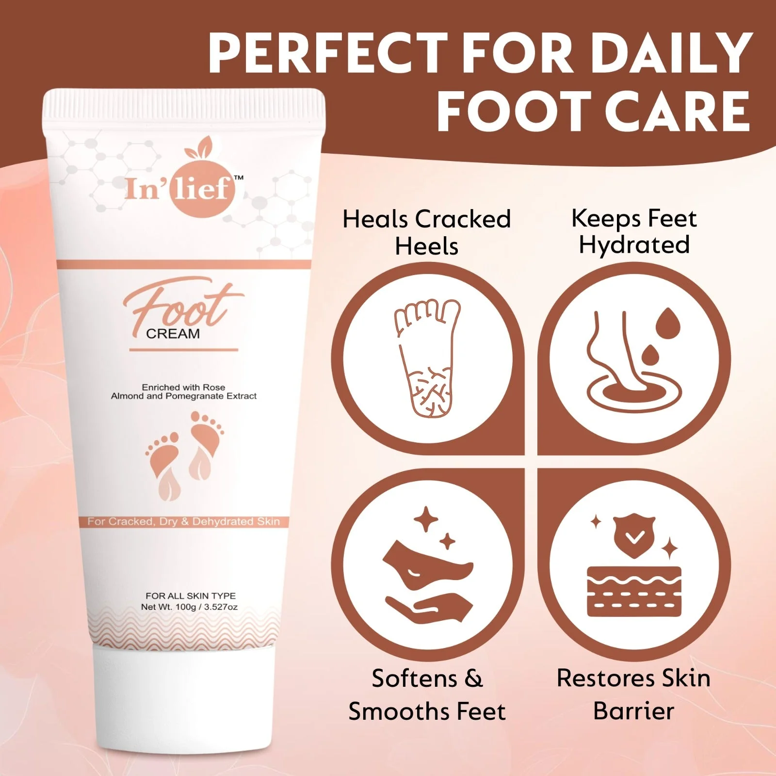 Deep Moisturizing Foot Cream with Shea Butter & Pomegranate Extract – Softens Dry, Cracked Heels | Non-Greasy, Fast Absorbing | Nourishing Daily Foot Care - Image 3