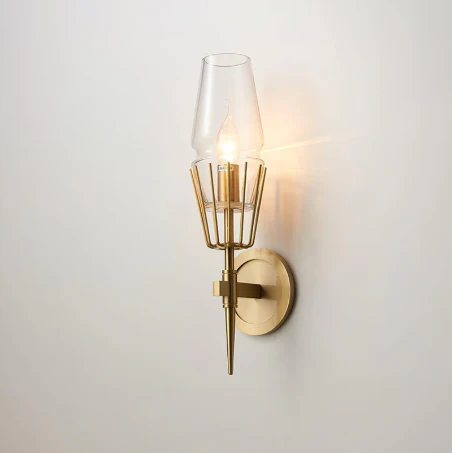 Diamond Shape Glass & Metal Golden Wall Lamp - Image 5