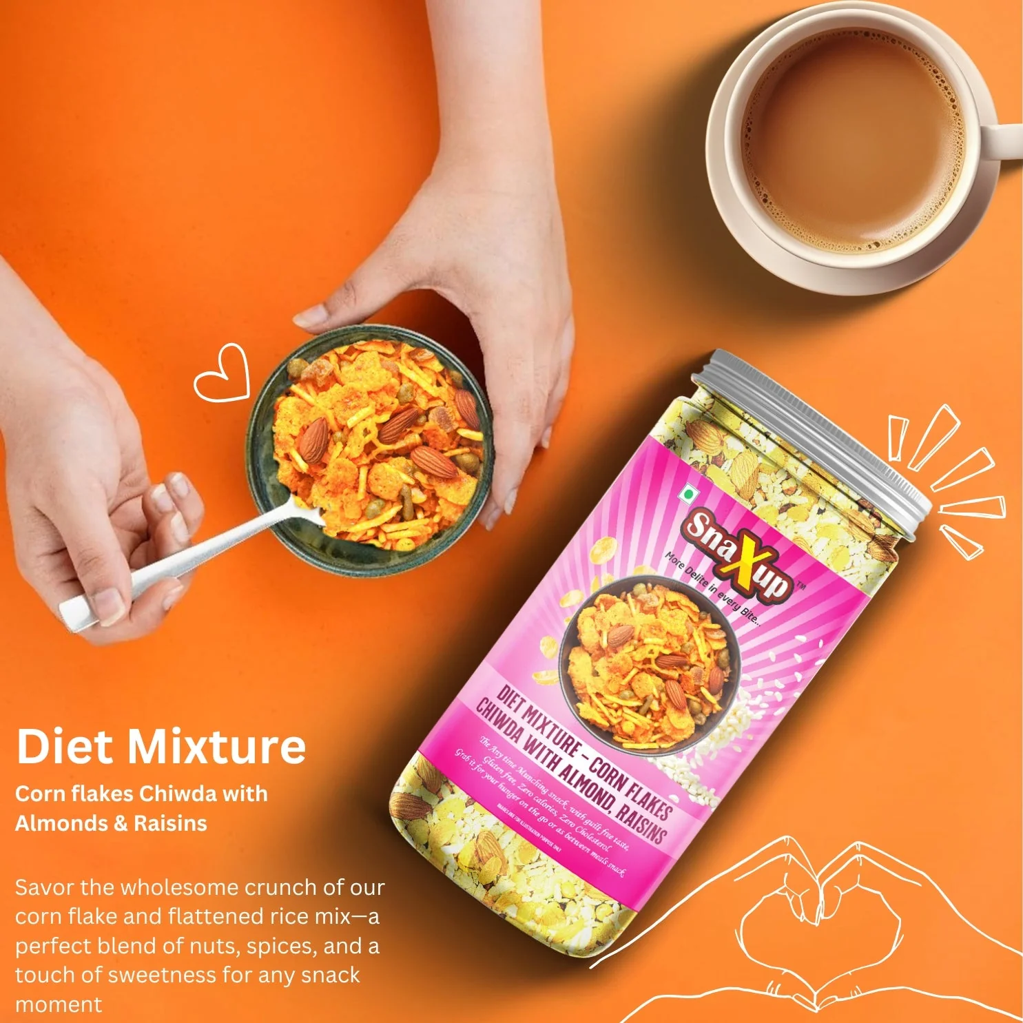 Diet Mixture Corn Flakes Chiwda With Almond, Raisins - Image 4