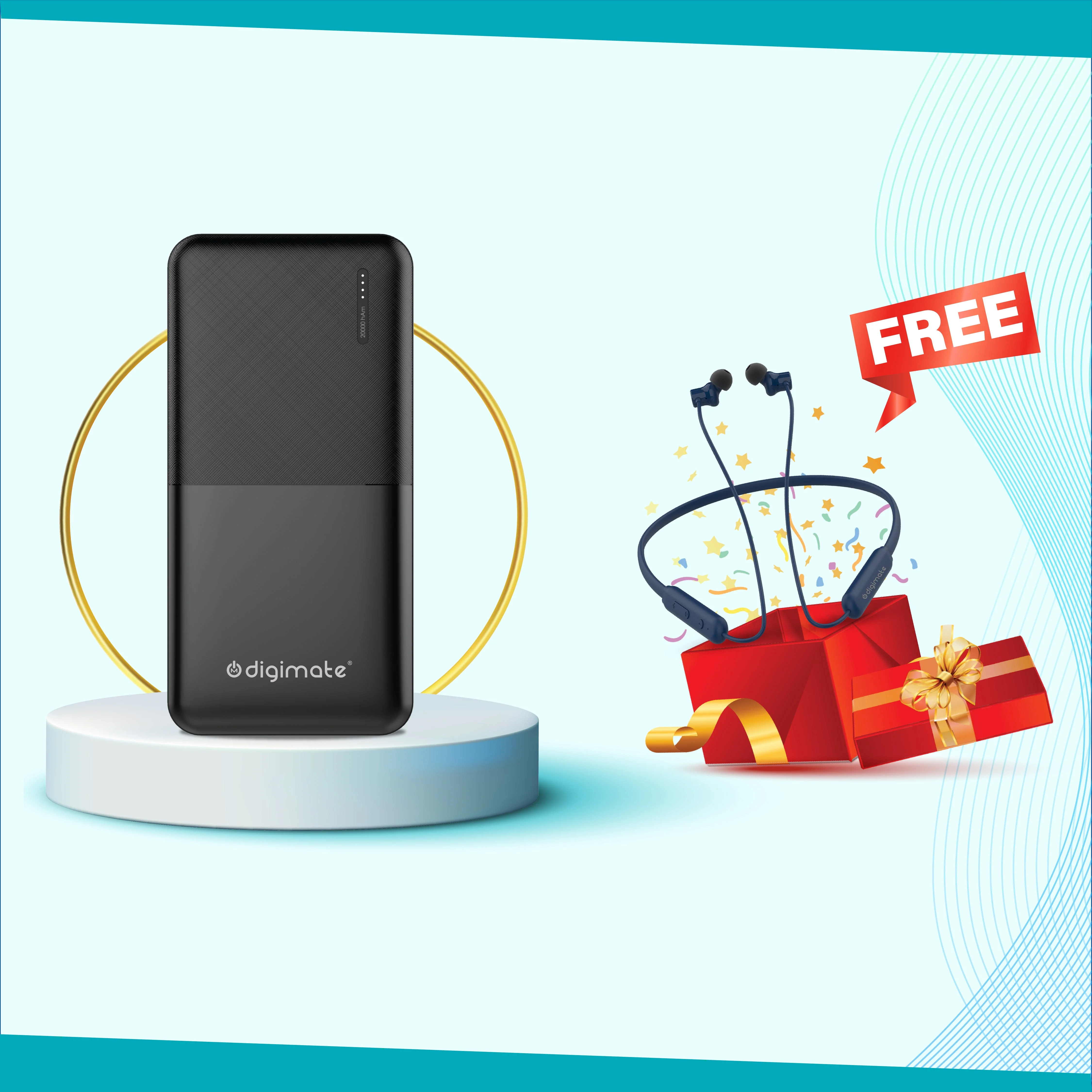 Digimate 20000mAh Power Bank with FREE Gabbar Neckband, 10W Dual USB Fast Charging Quick Charge (DGPB-2002, Black) - Image 18