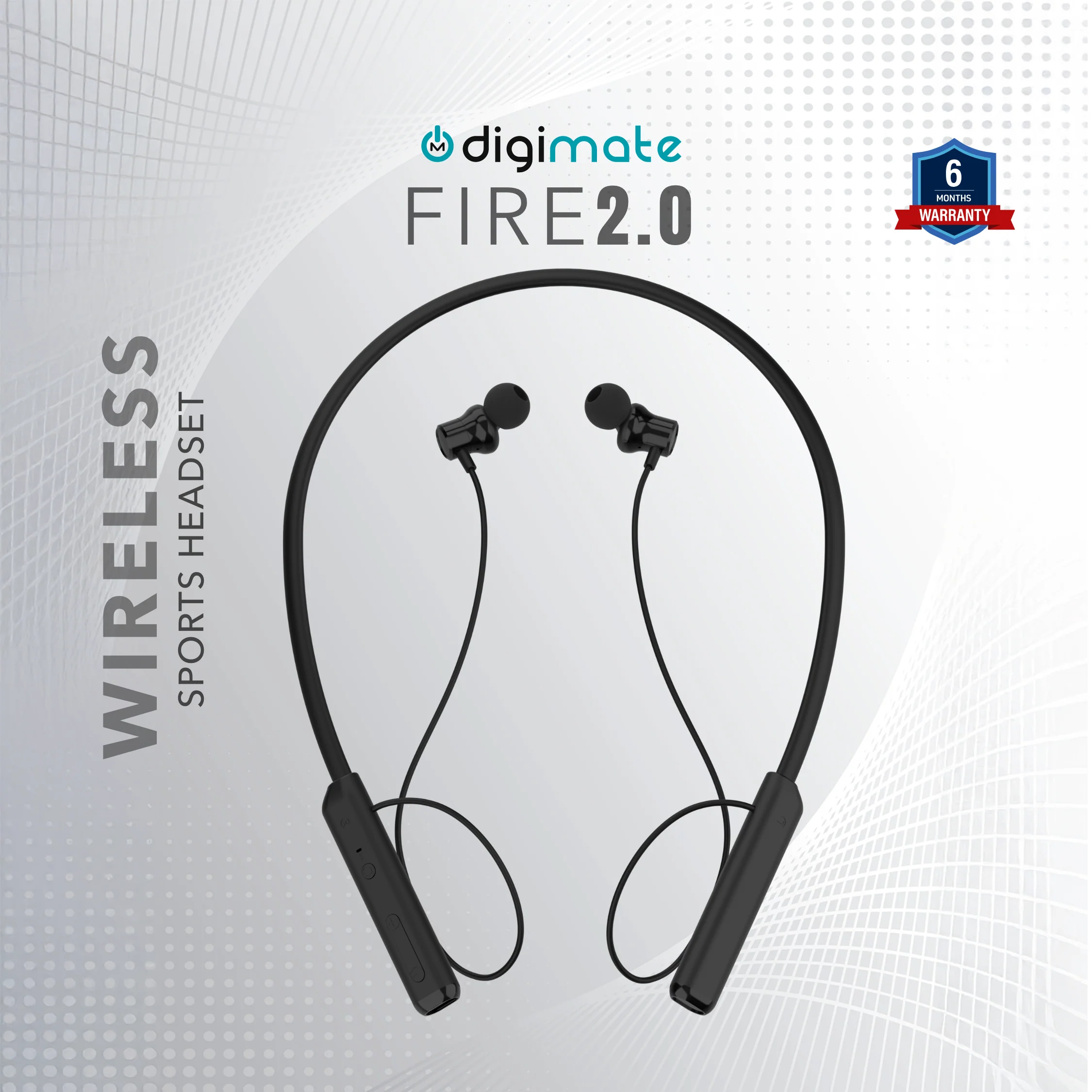 Digimate Fire 2.0 Wireless Neckband with Mic, 30 Hours Playtime, Fast Charging, Hi-Fi Stereo Sound, Bluetooth 5.0, Sweat-Proof (Model DG-NB-1003, Black) - Image 8