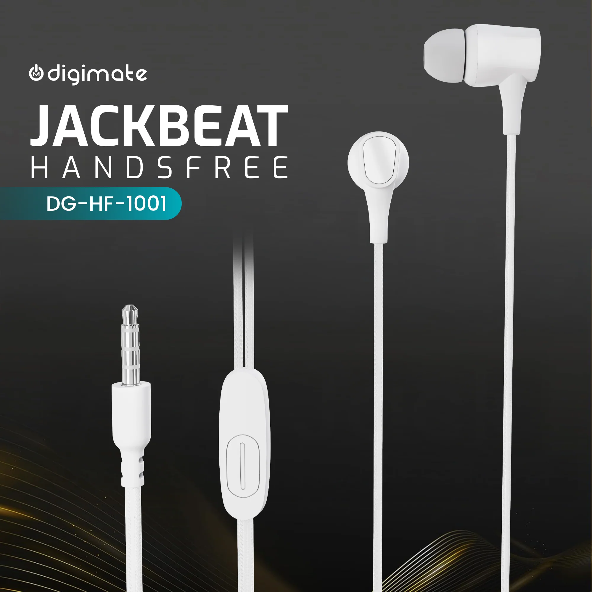 Digimate Jackbeat Wired Earphones with 3.5mm Jack, Tangle-Free Cable & In-Line Mic (DG-HF-1001, White) - Image 5