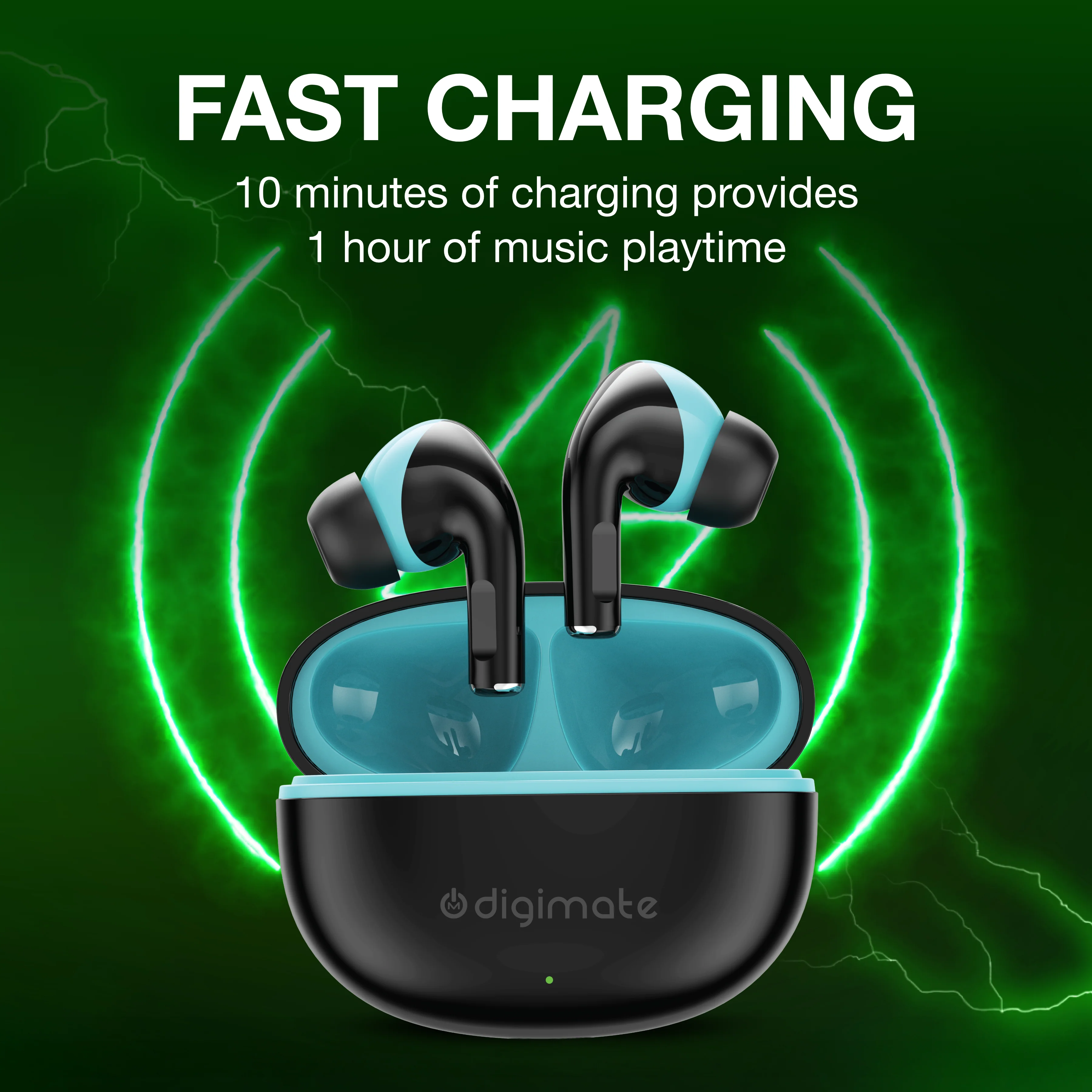 Digimate Sargam 120Hrs Playtime 5.0 Bluetooth Wireless Earbuds with Fast Charging, HD Dual Mic (DG-EB-Sargam-03-Black) - Image 12
