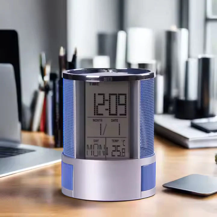 Digital Clock Pen holder For Office Calendar Temperature Display 1 pc - Image 2