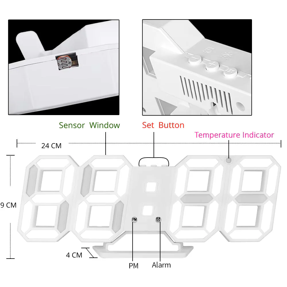 Digital LED Table Clock hang Clocks For Bedside Alarm Clock Home Décor 1pc - Image 3