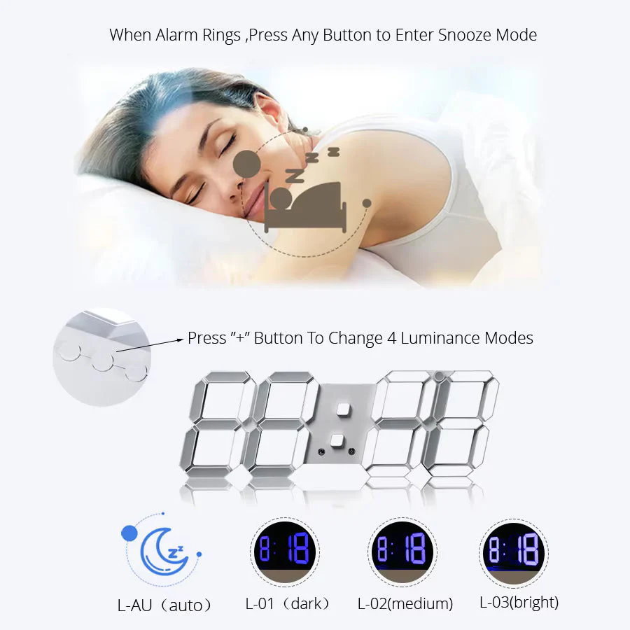 Digital LED Table Clock hang Clocks For Bedside Alarm Clock Home Décor 1pc - Image 5