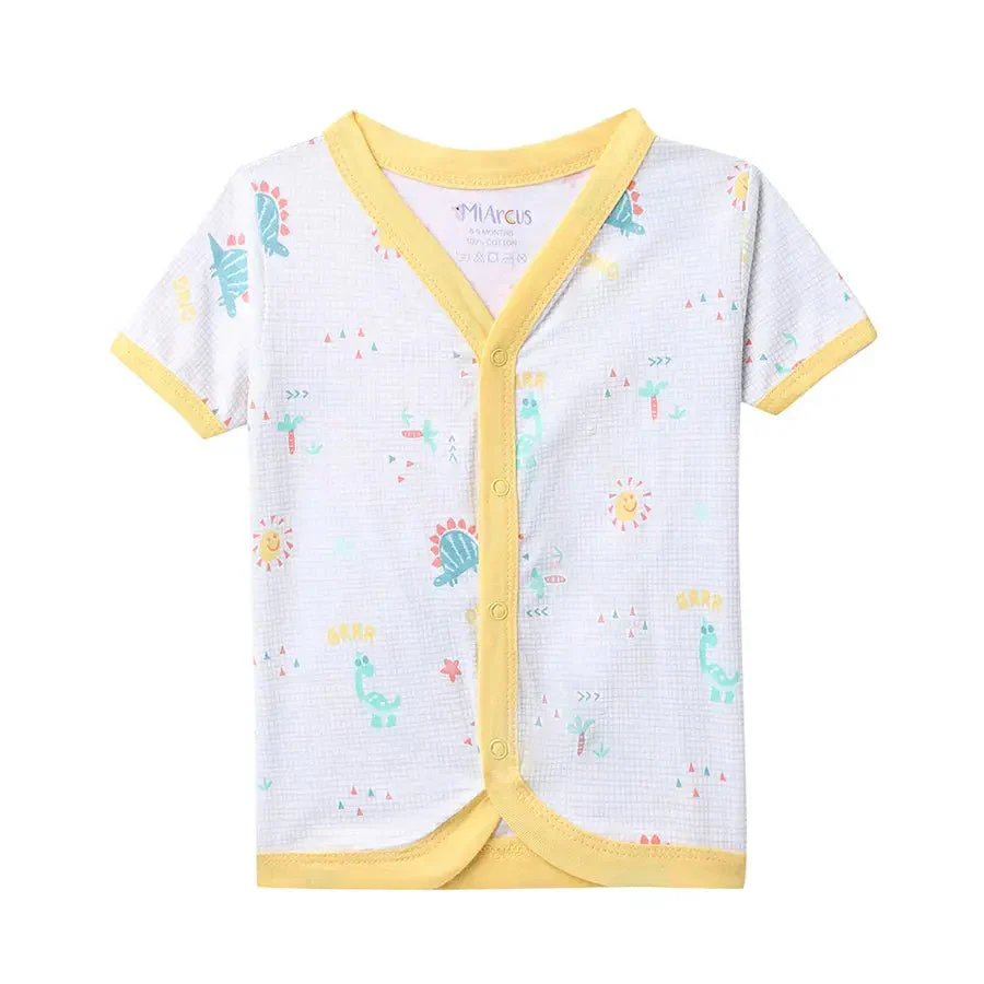 Dino Print Baby Boy Front Open Vest Set (Pack Of 3) - Image 3