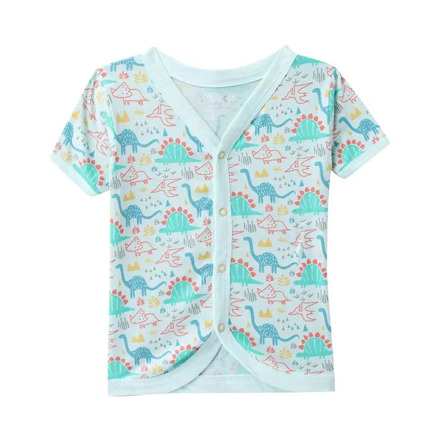 Dino Print Baby Boy Front Open Vest Set (Pack Of 3) - Image 4