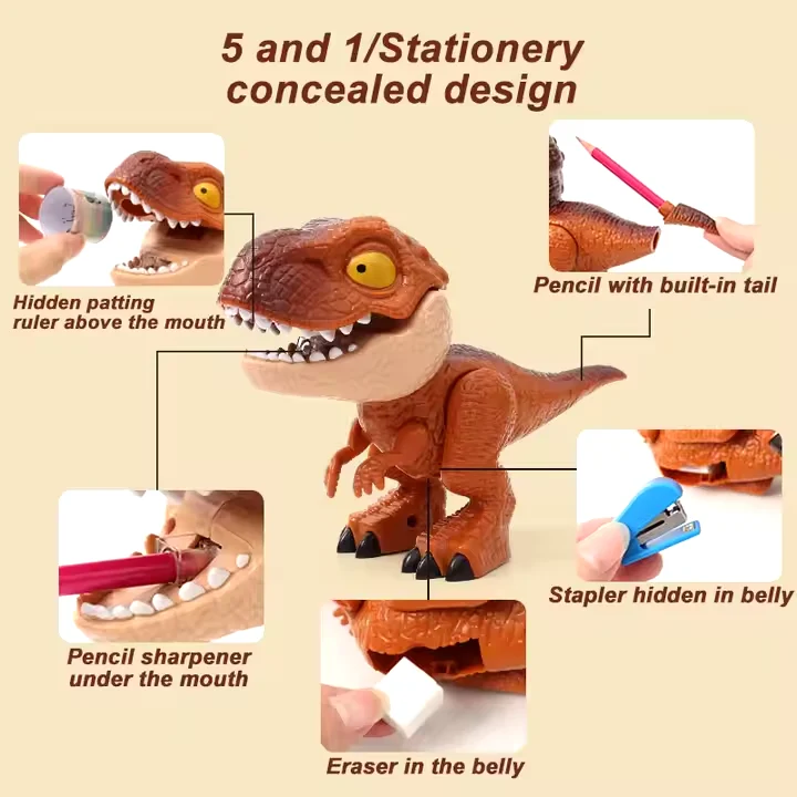 DinoKit: Unique 5-in-1 Dinosaur Stationery Set with Pencil Case & Writing Essentials – Fun School Supplies & Perfect Gift for Kids - Image 5