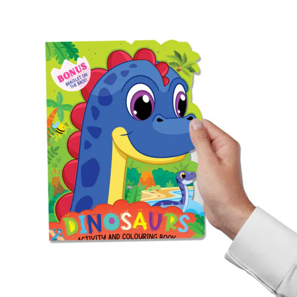 Dinosaur Activity and Colouring Book - Die Cut Animal Shaped Book - Image 4