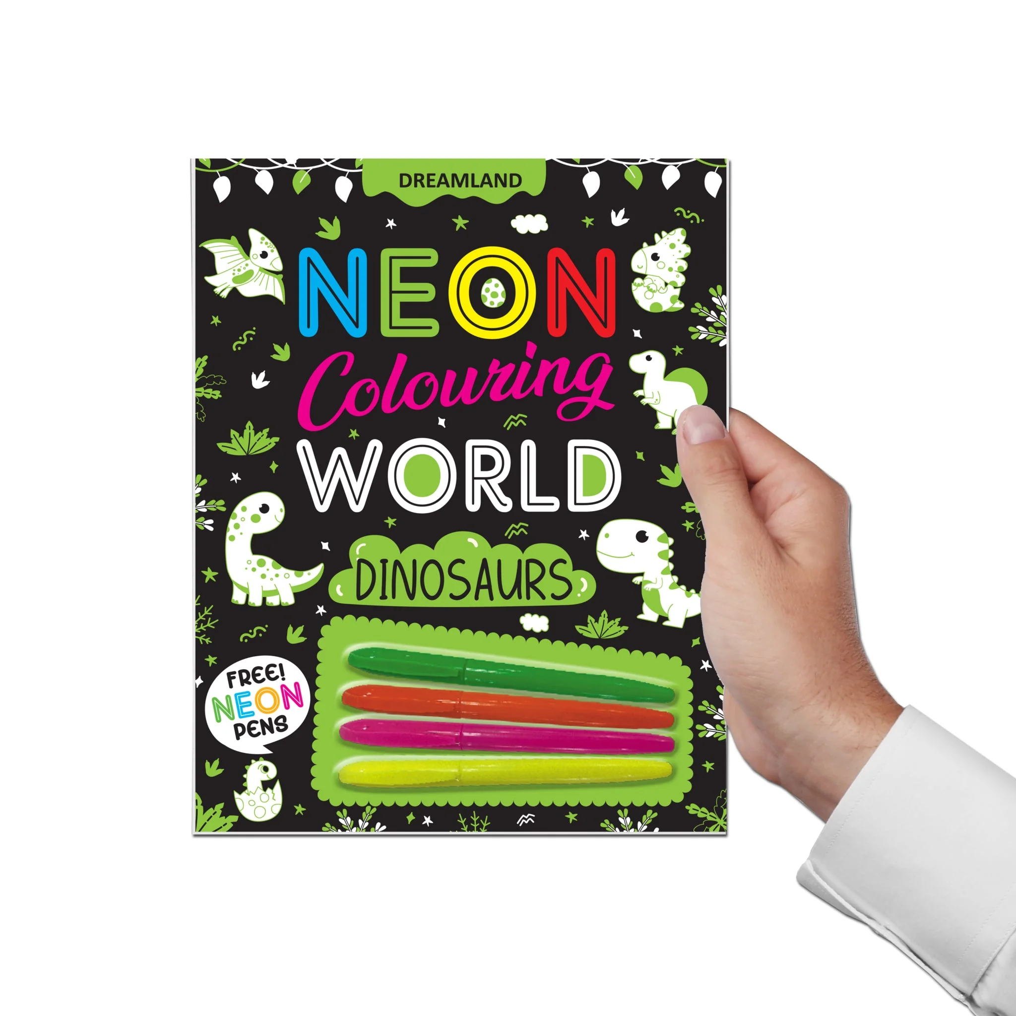 Dinosaurs Neon Colouring World Book for Kids Age 4 - 7  years with Neon Pens - Image 2