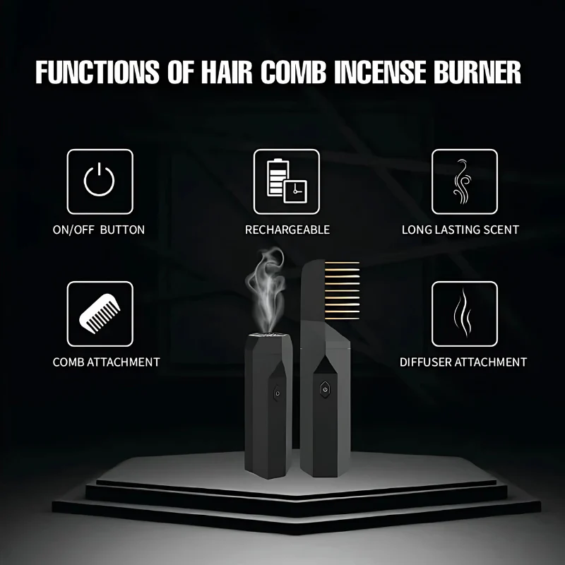 Divine: Rechargeable Bakhoor Natural Fragrance Comb & Electric Incense Diffuser for Hair, Aromatherapy, Meditation & Yoga - Image 5