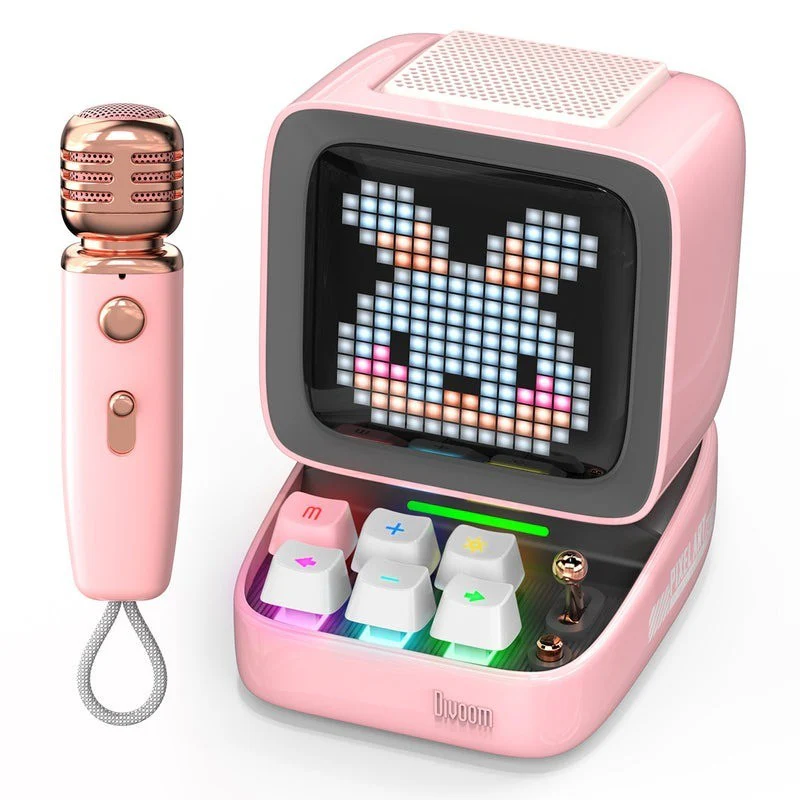 Divoom ® Ditoo-Mic Mini Karaoke Machine Pixel Art Bluetooth Speaker RGB Keyboard and Pixel Display Desktop Decor, Different Sound Modes - Image 2