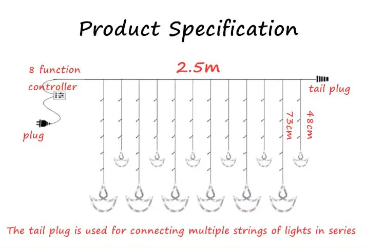 Diya LED Curtain String Lights Series Lamps 1 set - Image 4