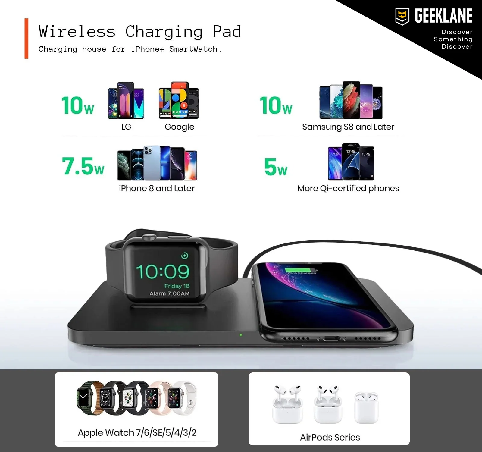 Dockit: 2-in-1 Wireless Charging Pad for iPhone & Apple Watch – Nightstand Mode & Qi Compatibility with Fast Charging in a Sleek Minimal Design - Image 3