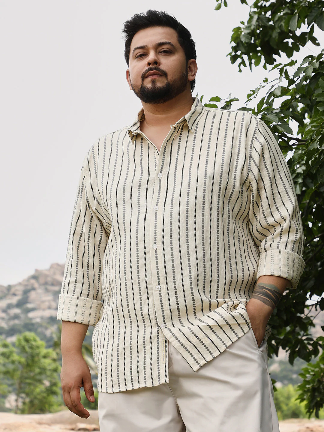 Dotted-Stripe Jacquard Shirt - Image 2
