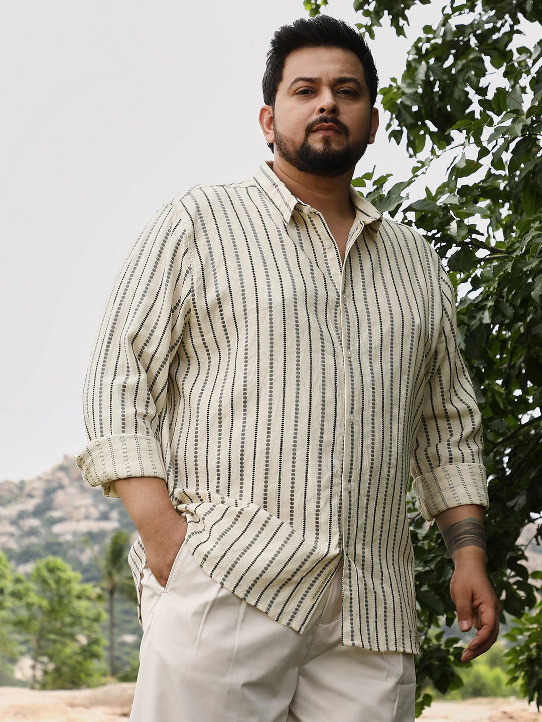 Dotted-Stripe Jacquard Shirt - Image 3