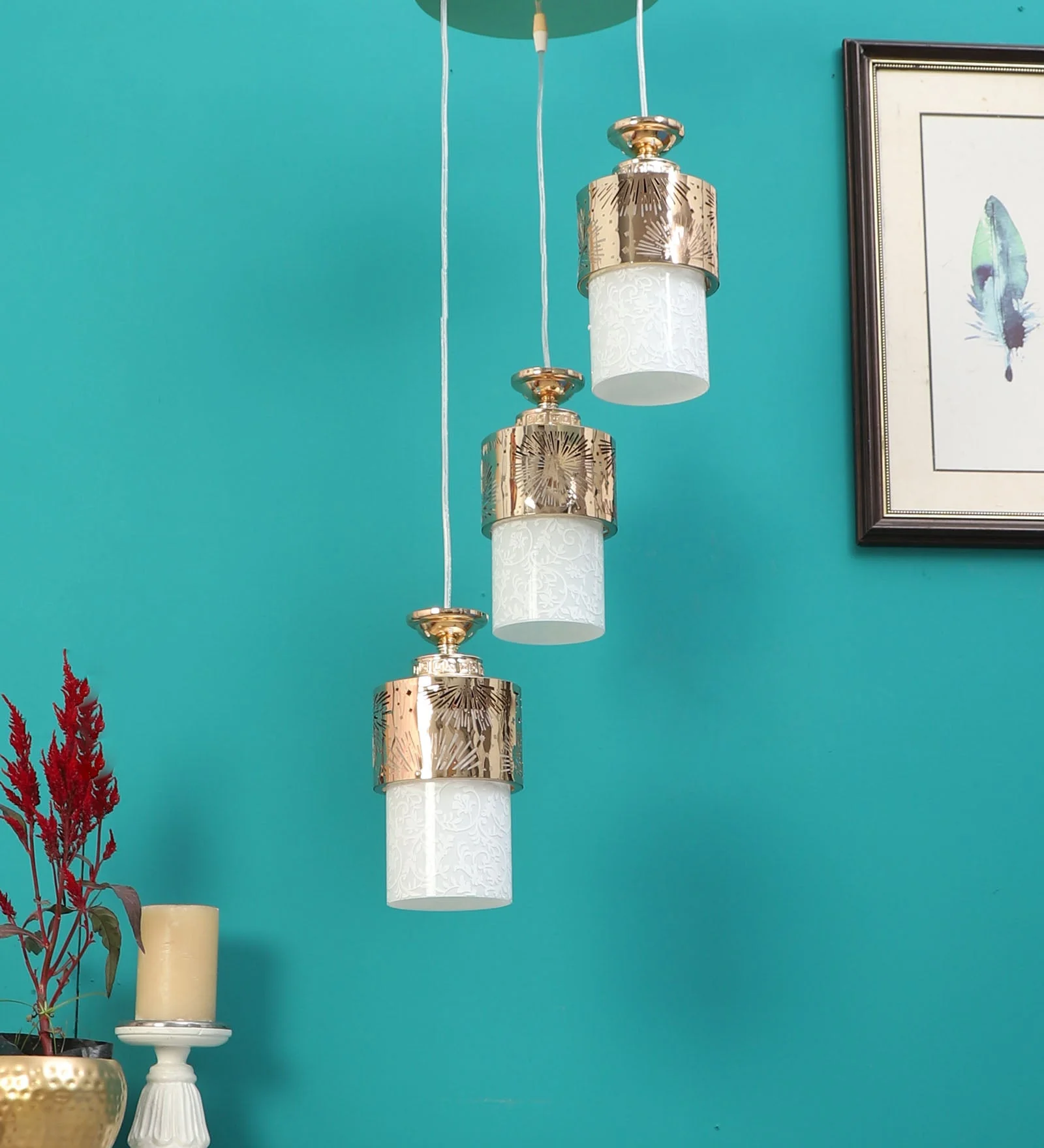 Double Light Antique Brass Finish Wall Light - Image 7