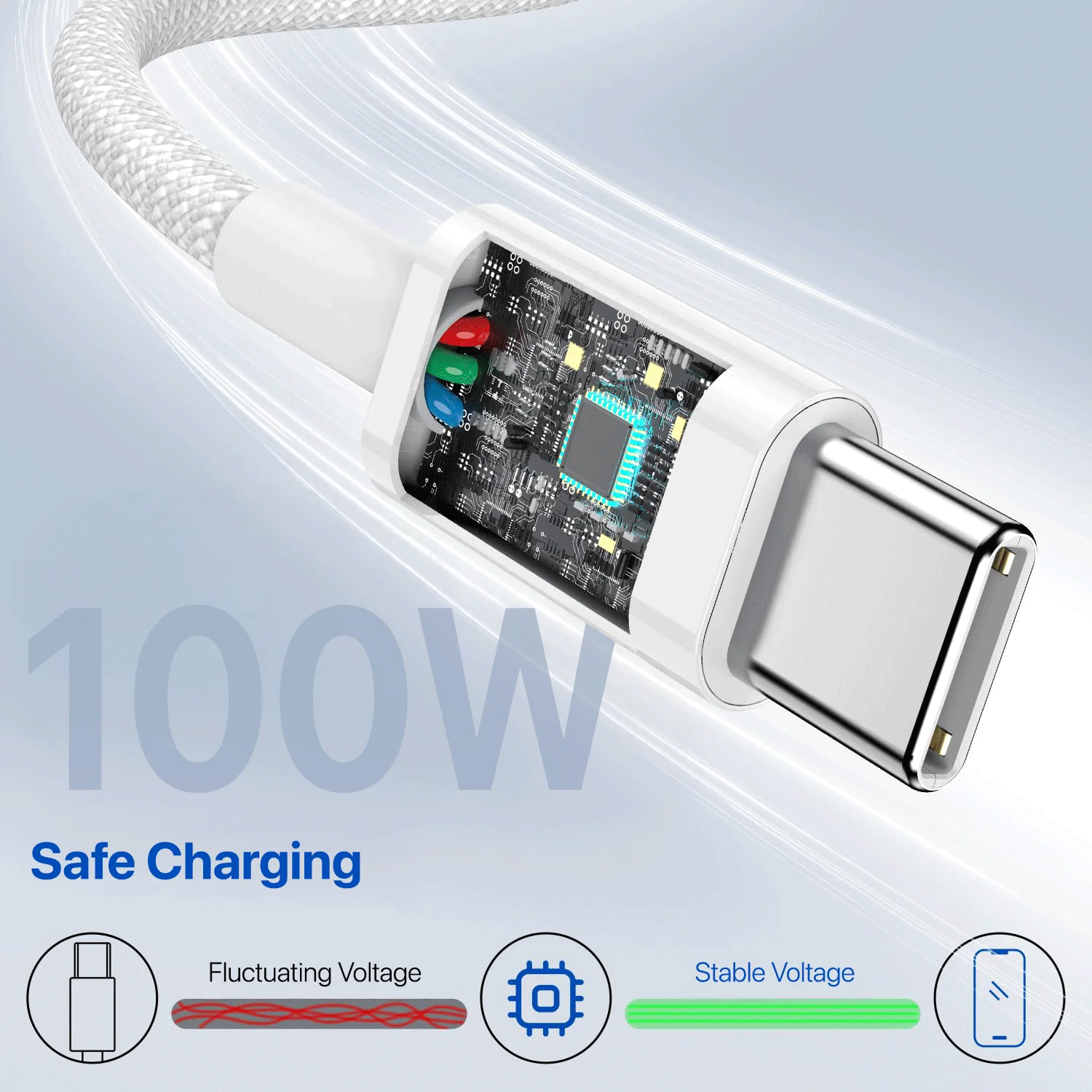 DR VAKU ® 100W Type-C to Type-C Braided Cable 2M Fast Charging - Image 6