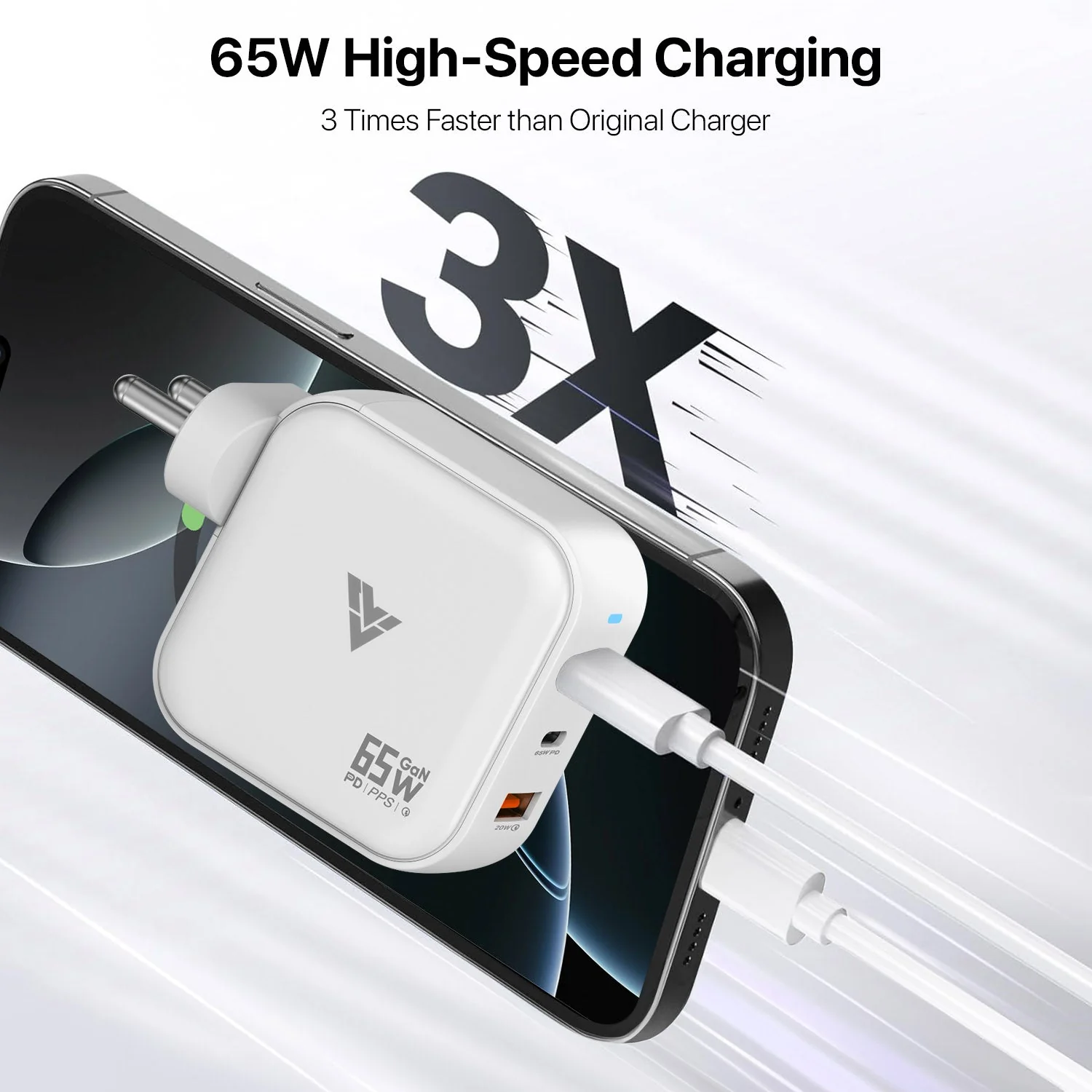 DR VAKU ® 65W Charger Type C Fast Adapter With Multi Port Dual PD Charging GaN Technology - Image 7