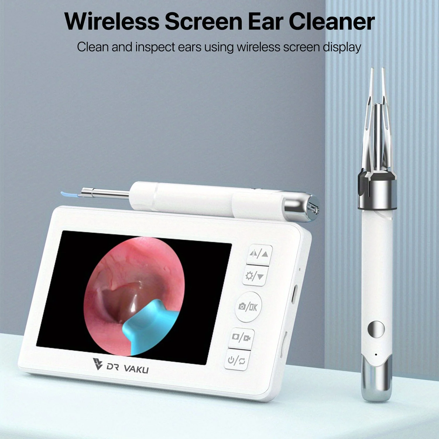 DR VAKU ® ENTSIGHT Pro Digital Otoscope Smart Ear Cleaner Inspection Kit with Wireless Display Screen HD Camera 6 LED Lights for Nose, Throat, Dental, Skin Video Recording Monitor + 13 Silicone Tips Free - Image 4