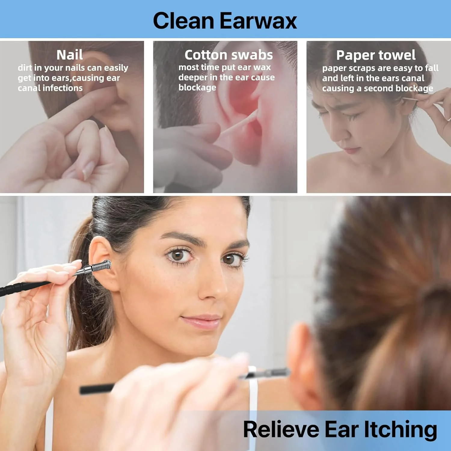 Dr Vaku ® Reusable EarWax Removal Cleaning Tool Kit (Set of 7) Stainless Steel With Storage Case Ear Pick Scoop Curette Cleaner And Spring Buds Safe Easy & Hygienic - Image 3