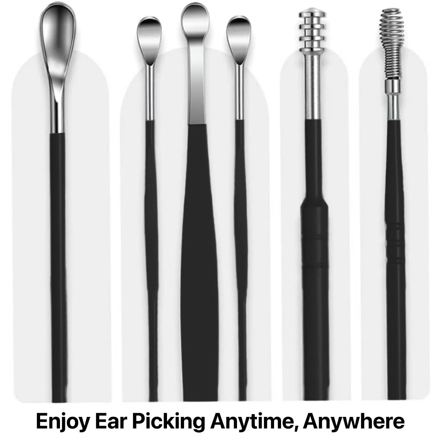 Dr Vaku ® Reusable EarWax Removal Cleaning Tool Kit (Set of 7) Stainless Steel With Storage Case Ear Pick Scoop Curette Cleaner And Spring Buds Safe Easy & Hygienic - Image 4