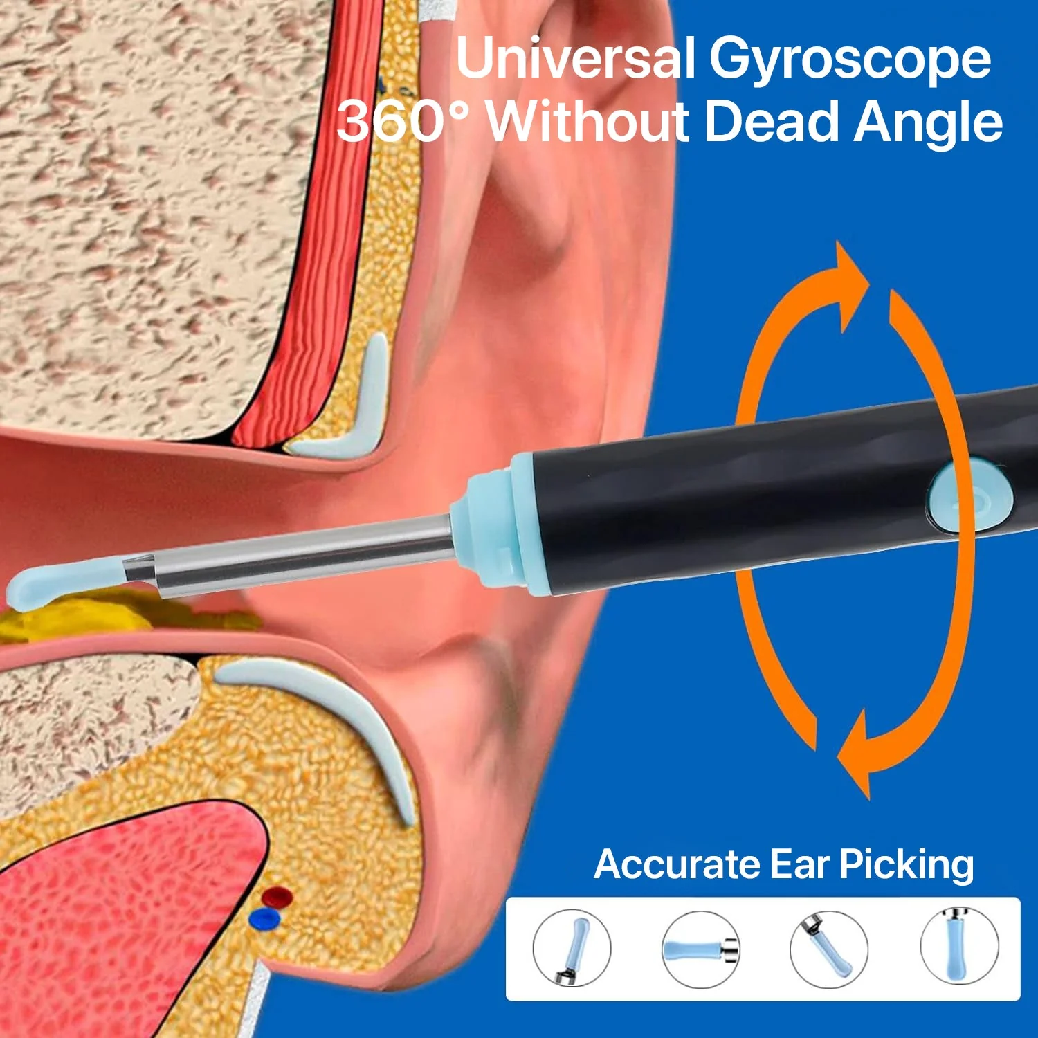 DR VAKU® Earocam Earwax Removal Tool with 1080p Wireless Camera Waterproof Visual Ear Scope Compatible with Android,iOS - Black - Image 4